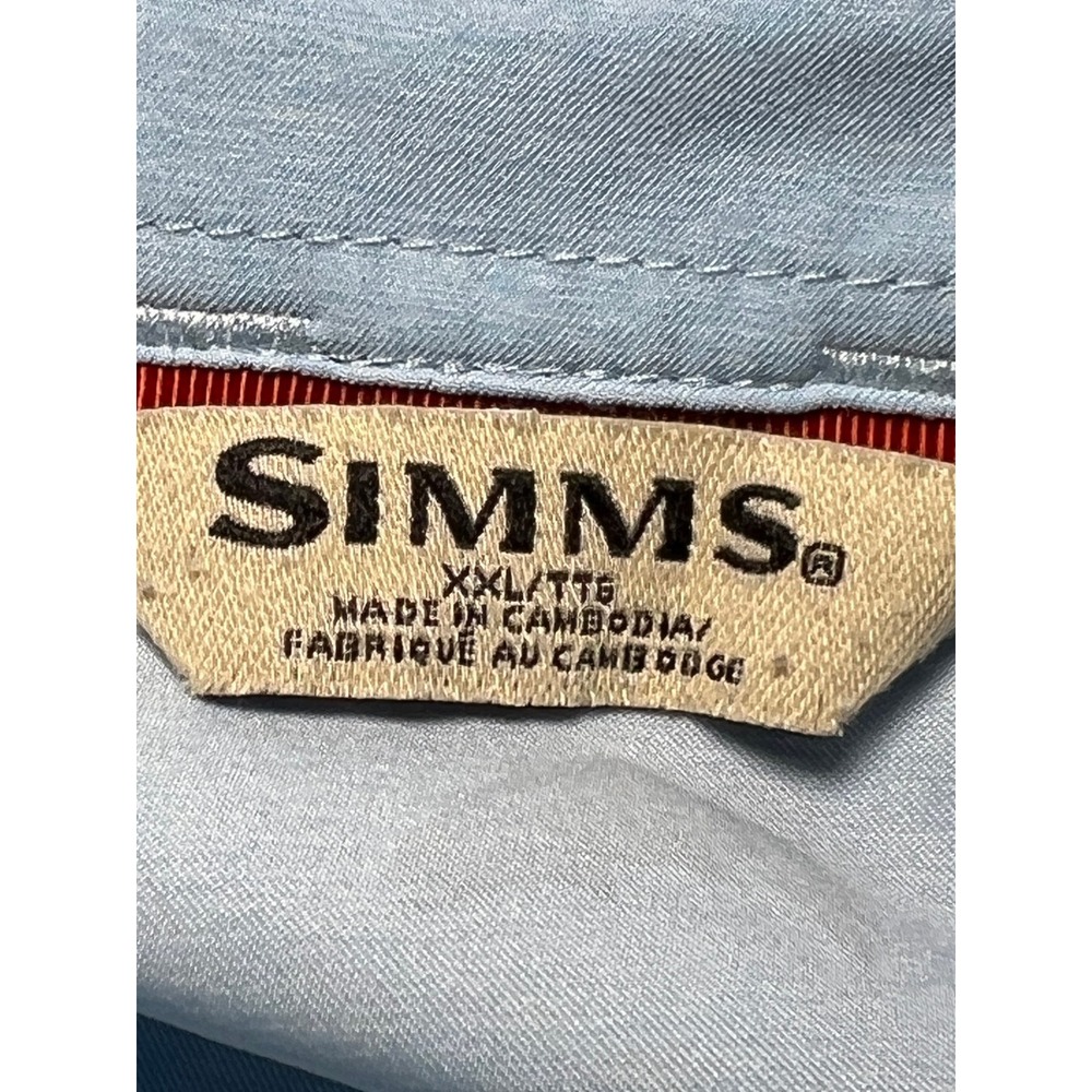 Simms Fishing Shirt Short Sleeve Mens XXL Blue Button Down Ventilated Polyester